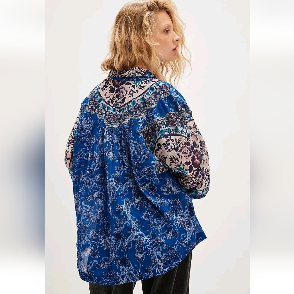 Free People Rose Bud Oversized Bteathable Blouse Size Small New